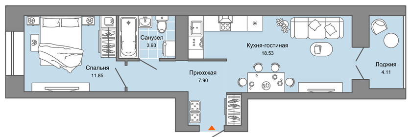 54 м², 2-комнатная квартира 4 150 000 ₽ - изображение 65