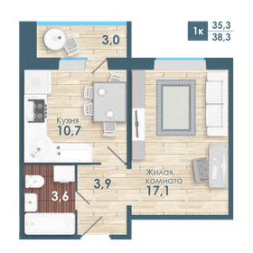 22,6 м², 1-комнатная квартира 2 730 000 ₽ - изображение 71