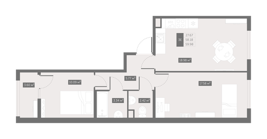 58,4 м², 2-комнатная квартира 8 003 136 ₽ - изображение 18