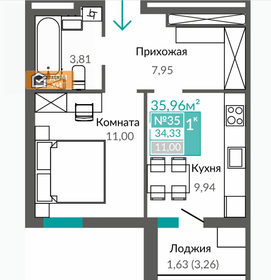 Квартира 36 м², 1-комнатная - изображение 4