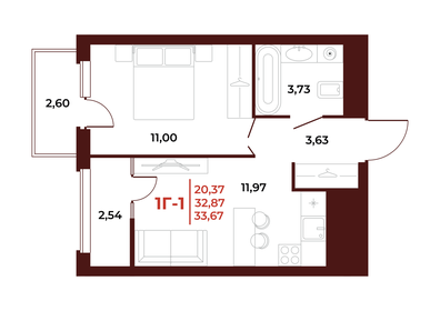 32,3 м², квартира-студия 4 097 020 ₽ - изображение 15
