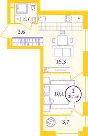 Квартира 33,5 м², 1-комнатная - изображение 1