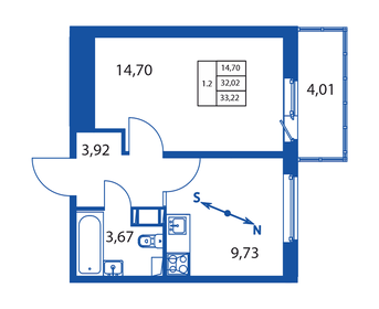 34 м², 1-комнатная квартира 5 770 800 ₽ - изображение 55