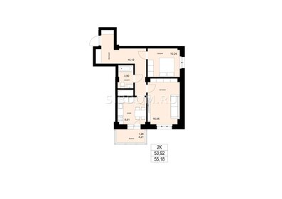 Квартира 55,2 м², 2-комнатная - изображение 2