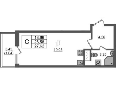 Квартира 27,8 м², студия - изображение 1