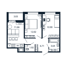 Квартира 48,4 м², 2-комнатная - изображение 4