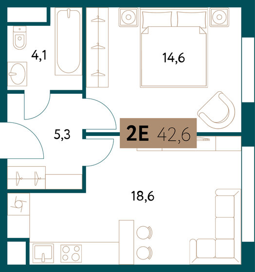 42,7 м², 2-комнатная квартира 27 718 580 ₽ - изображение 1