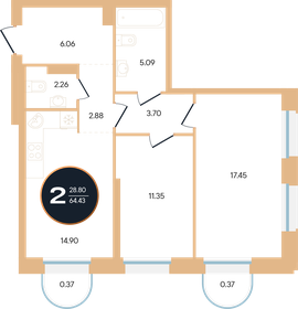 67,5 м², 2-комнатная квартира 15 585 570 ₽ - изображение 19