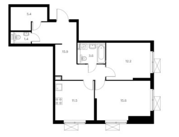 65,6 м², 2-комнатная квартира 23 000 000 ₽ - изображение 1