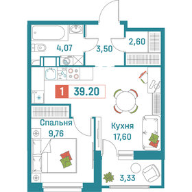 Квартира 39,2 м², 1-комнатная - изображение 1