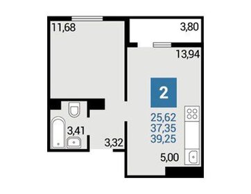 Квартира 39,3 м², 2-комнатная - изображение 1