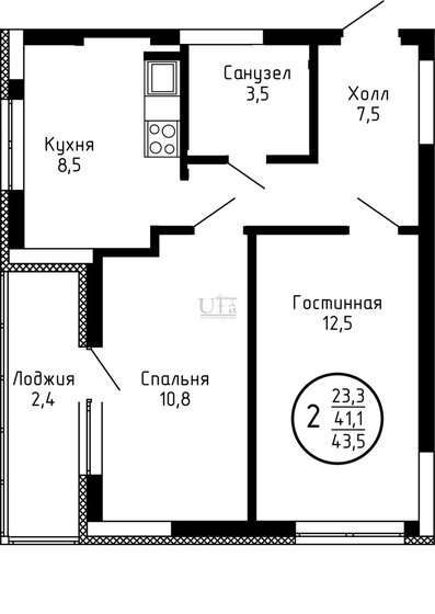 47 м², 2-комнатная квартира 4 800 000 ₽ - изображение 1