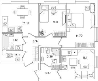 57,6 м², 2-комнатная квартира 10 950 000 ₽ - изображение 75