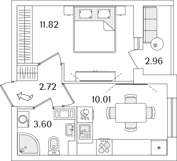 29,6 м², 1-комнатная квартира 8 087 872 ₽ - изображение 1