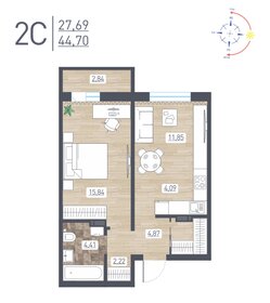 Квартира 44,7 м², 2-комнатная - изображение 1