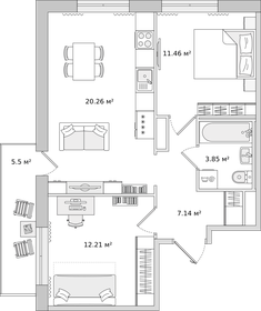 55,9 м², 2-комнатная квартира 9 760 945 ₽ - изображение 23