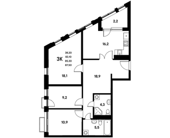 85,9 м², 3-комнатная квартира 12 781 939 ₽ - изображение 7