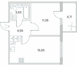 Квартира 36,6 м², 1-комнатная - изображение 1