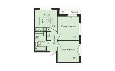 53 м², 2-комнатная квартира 5 300 000 ₽ - изображение 7