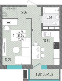 34,9 м², 1-комнатная квартира 4 261 460 ₽ - изображение 29