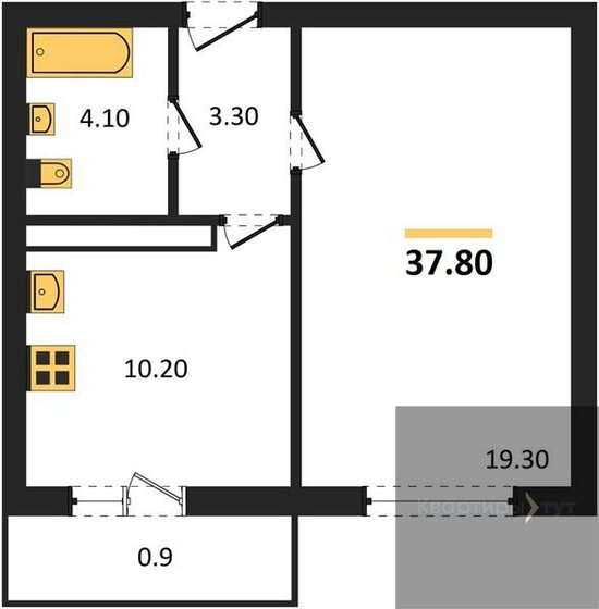 37,8 м², 1-комнатная квартира 4 441 500 ₽ - изображение 1