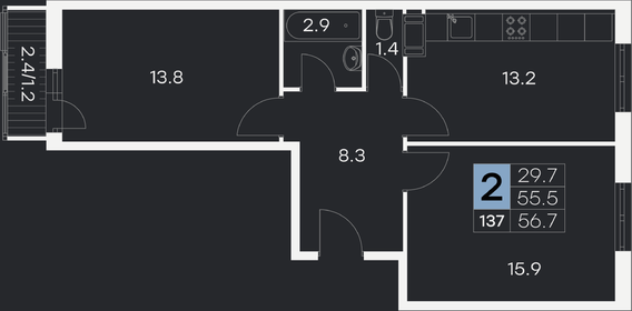 53,4 м², 2-комнатная квартира 6 500 000 ₽ - изображение 68