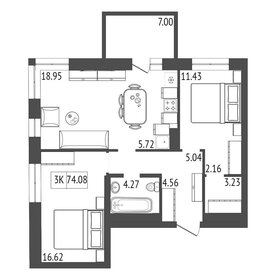 Квартира 74,1 м², 3-комнатная - изображение 2