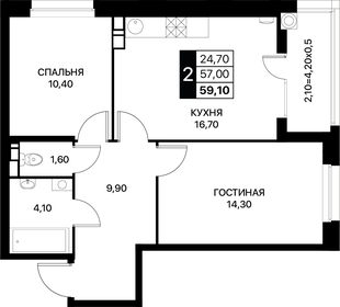 63,1 м², 2-комнатная квартира 6 972 550 ₽ - изображение 32