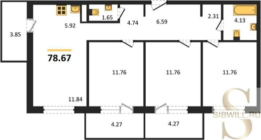 85 м², 3-комнатная квартира 8 700 000 ₽ - изображение 104