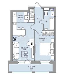 Квартира 45,3 м², 2-комнатная - изображение 3