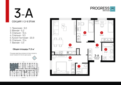 88 м², 3-комнатная квартира 9 500 000 ₽ - изображение 89