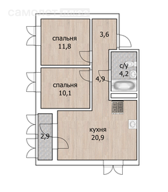 65,8 м², 1-комнатная квартира 8 950 000 ₽ - изображение 102