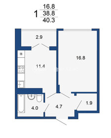 Квартира 40,3 м², 1-комнатная - изображение 1