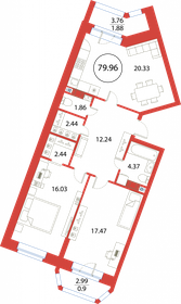 Квартира 80 м², 2-комнатная - изображение 1