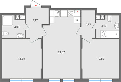 Квартира 64,4 м², 3-комнатная - изображение 1