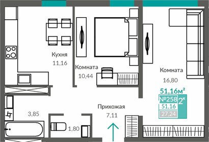 52,9 м², 2-комнатная квартира 7 531 000 ₽ - изображение 16