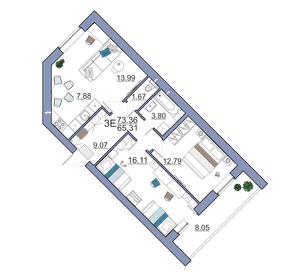 83 м², 3-комнатная квартира 6 200 000 ₽ - изображение 60
