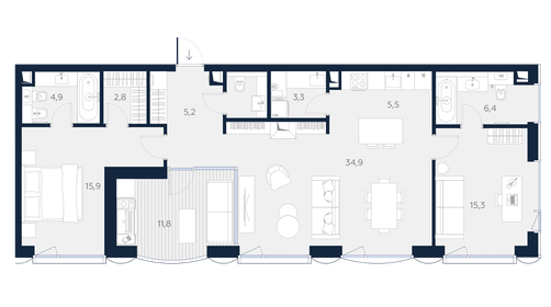 64,5 м², 2-комнатная квартира 12 850 000 ₽ - изображение 48