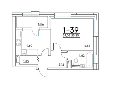 Квартира 39,7 м², 1-комнатная - изображение 1