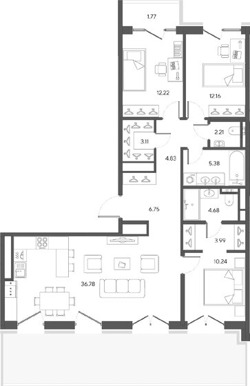 104,1 м², 3-комнатная квартира 64 145 000 ₽ - изображение 1