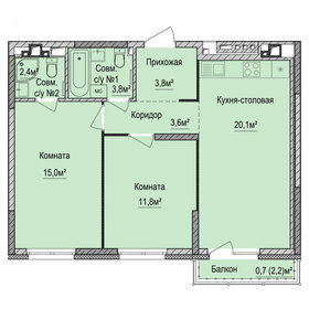 Квартира 61,2 м², 2-комнатная - изображение 1