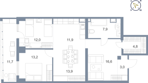 95 м², 1-комнатная квартира 8 280 000 ₽ - изображение 10