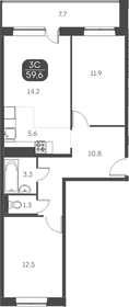 57 м², 3-комнатная квартира 6 000 000 ₽ - изображение 1