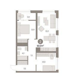 55,6 м², 2-комнатная квартира 12 000 000 ₽ - изображение 94