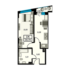 Квартира 39,4 м², 1-комнатная - изображение 1