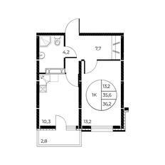 Квартира 36,2 м², 1-комнатная - изображение 2