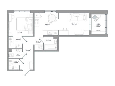 Квартира 48,3 м², 2-комнатная - изображение 1