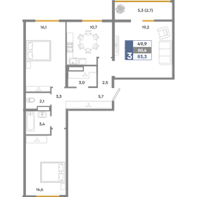 64,7 м², 3-комнатная квартира 7 755 900 ₽ - изображение 47