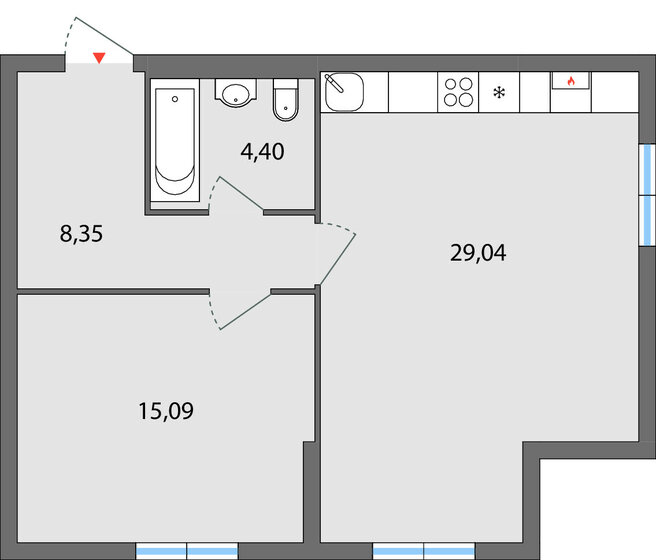 56,9 м², 2-комнатная квартира 4 860 000 ₽ - изображение 1