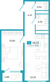 41,4 м², 1-комнатная квартира 6 410 000 ₽ - изображение 15